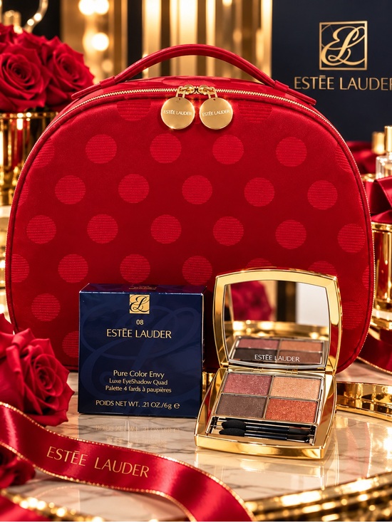 Estee Lauder Handbags - Estée Lauder Pure Color, Quad Eyeshadow, Natural Wth Estée Red Travel Case! 🪭👠💋